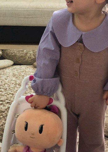 Düğmeli Mor Bebek Kız gömlek