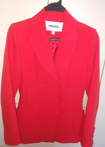 IPEKYOL Kırmızı Kadın Düğmeli Blazer Ceket - Görsel 3