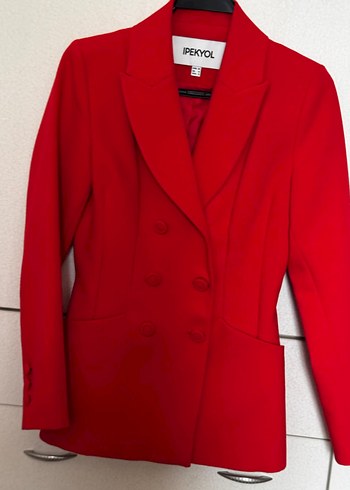 IPEKYOL Kırmızı Kadın Düğmeli Blazer Ceket - Görsel 7