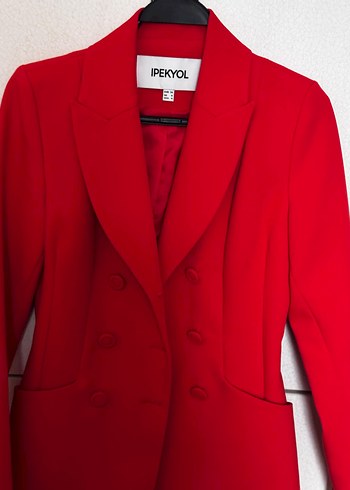 IPEKYOL Kırmızı Kadın Düğmeli Blazer Ceket - Görsel 8
