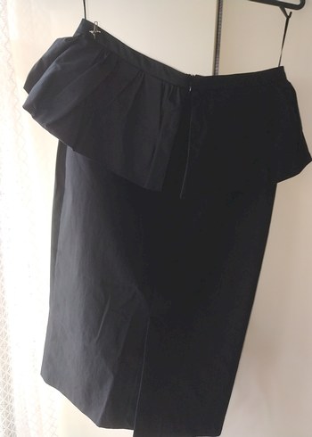 Drapeli Siyah Uzun Etek - Görsel 6