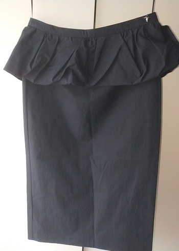 Drapeli Siyah Uzun Etek - Görsel 8