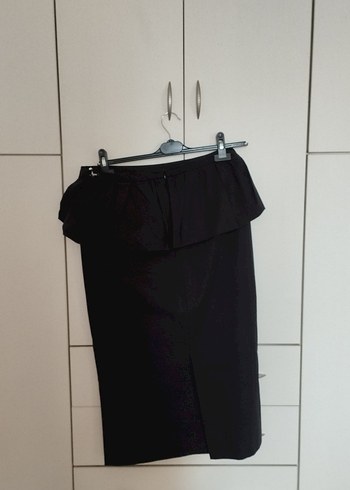 Drapeli Siyah Uzun Etek - Görsel 2