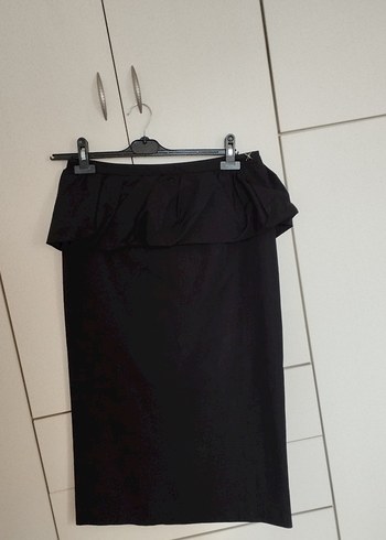 Drapeli Siyah Uzun Etek - Görsel 3