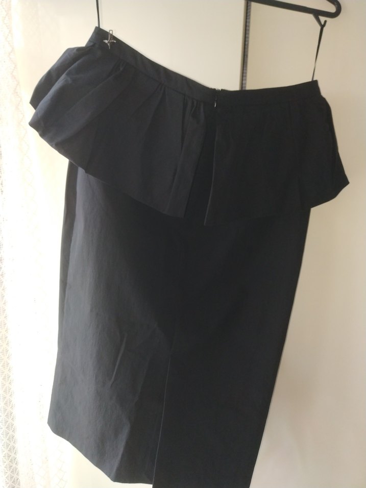 Drapeli Siyah Uzun Etek - Görsel 5