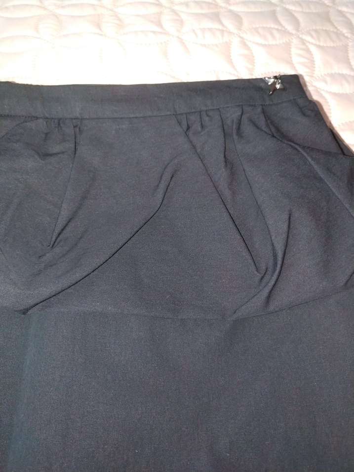 Drapeli Siyah Uzun Etek - Görsel 4