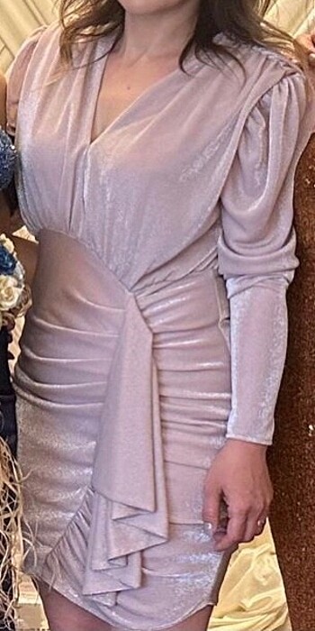 Pudra rengi Kısa elbise