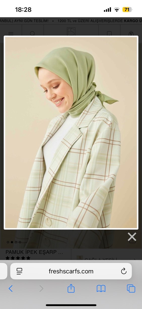 Freshscarfs pamuk ipek eşarp çağla yeşili - Görsel 2