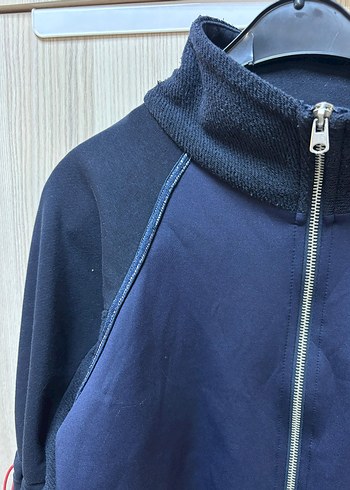 Kısa Kesim Fermuarlı Koyu Mavi Sweatshirt - Görsel 2