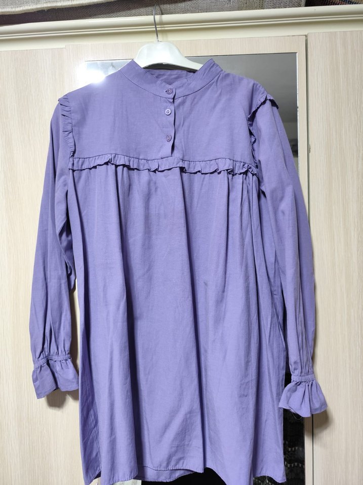 Mor Fırfırlı tunik kadın - Görsel 2