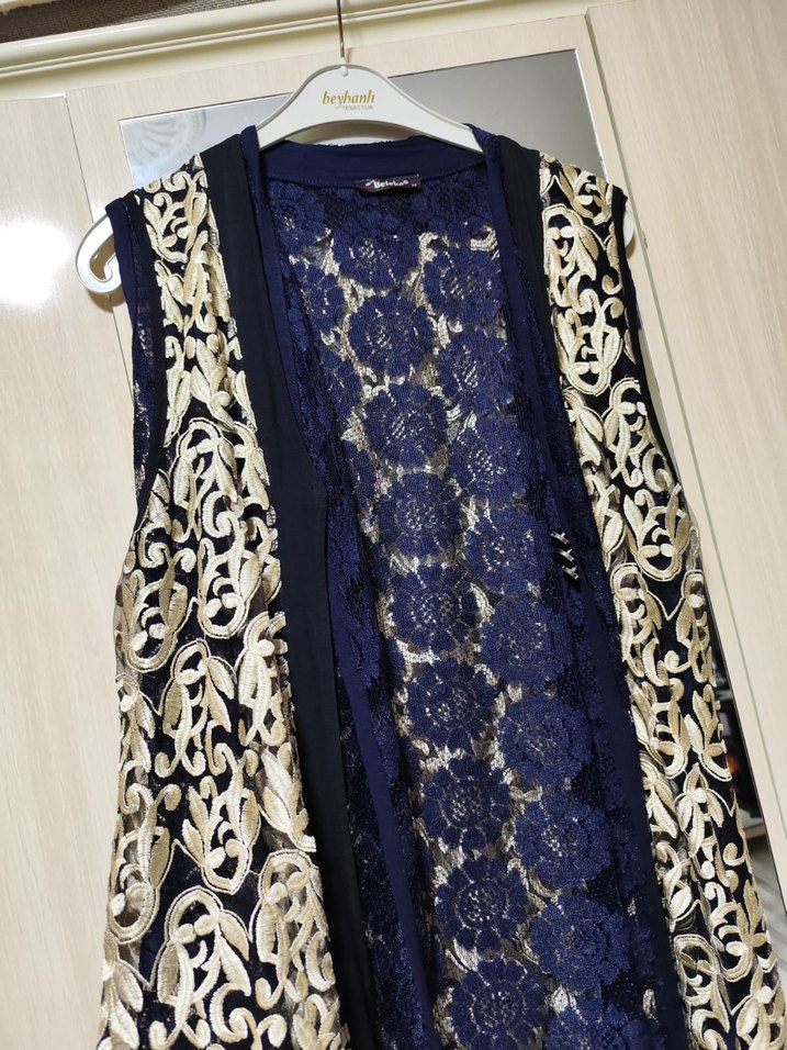 Dantel Detaylı Uzun Bohem Yelek - Görsel 2