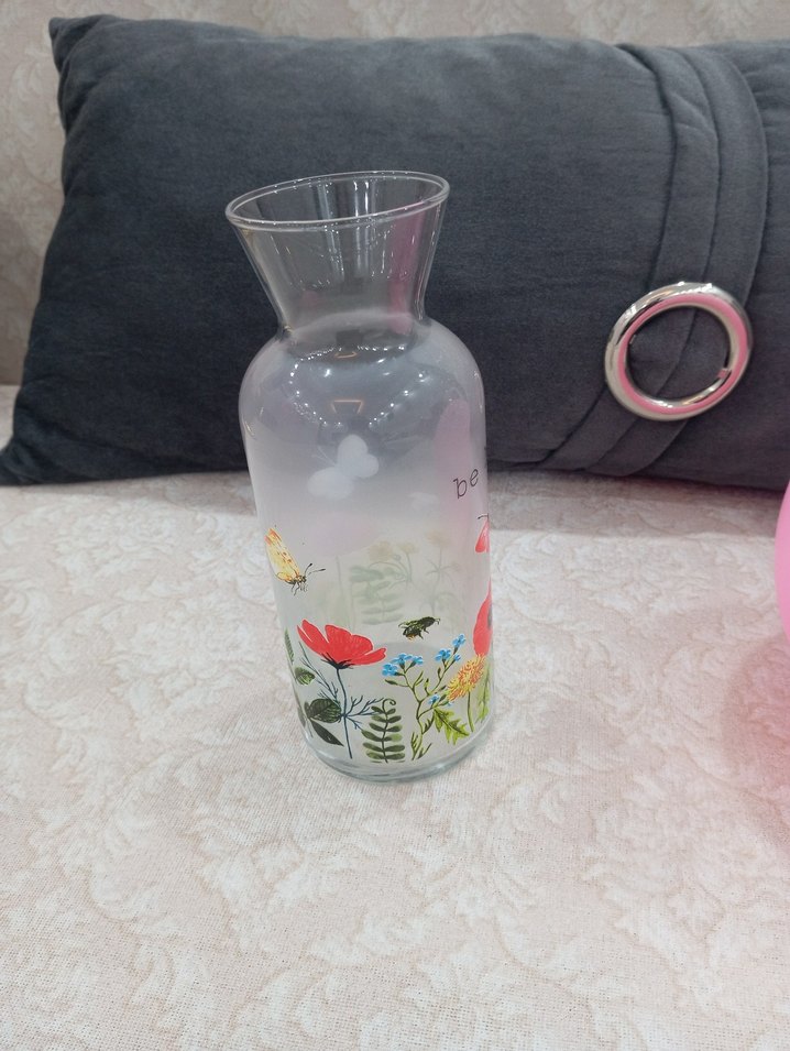 Çiçek Desenli Çok Renkli Cam sulahi - Görsel 3