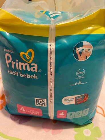 4 Beden: 7-18 kg Beden Prima aktif bebek bezi