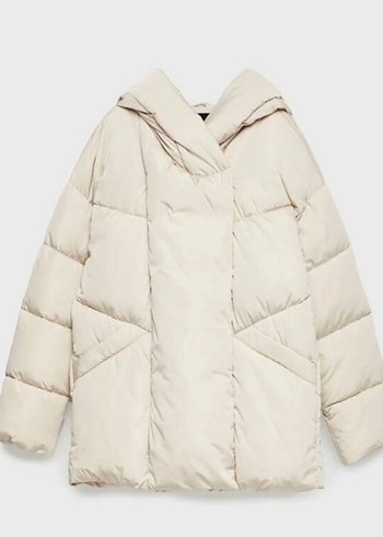s Beden ten rengi Renk Stradivarius Bej Kadın Puf Mont, Midi Boy, Basic Model