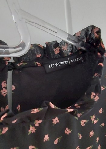 LC Waikiki Uzun Kollu Volanlı Siyah Puantiyeli Elbise lcw marka