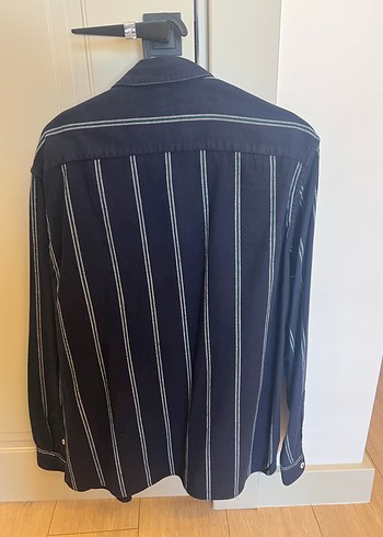 Mango lacivert çizgili kalın gömlek - Görsel 3