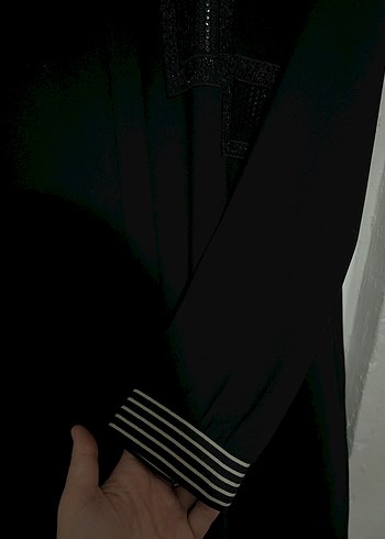 Siyah Uzun Kollu Kemerli Günlük Elbise - Görsel 2