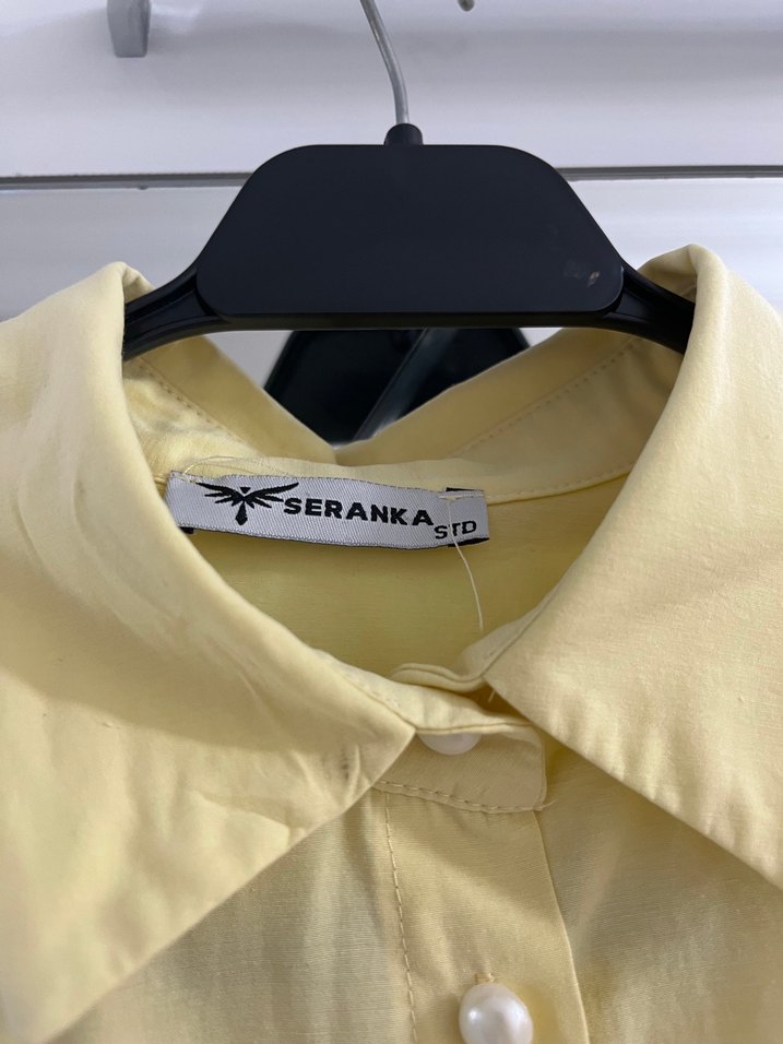 Sarı Midi Hamile Bluzu, Uzun Kollu, Fırfırlı - Görsel 3