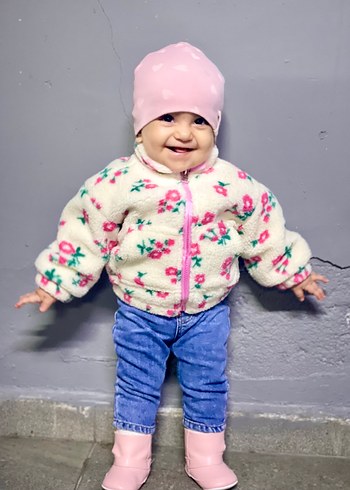 Peluş Kapüşonlu Bebek Kız Montu-Şapka-Pantolon - Görsel 2