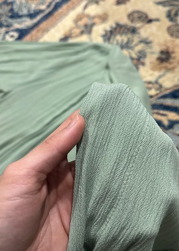 Uzun Kollu Gevşek Kesim Yeşil Kadın Sabahlık - Görsel 5