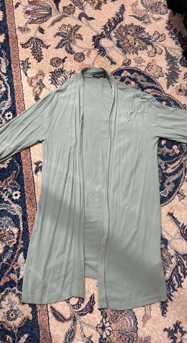 Uzun Kollu Gevşek Kesim Yeşil Kadın Sabahlık - Görsel 4