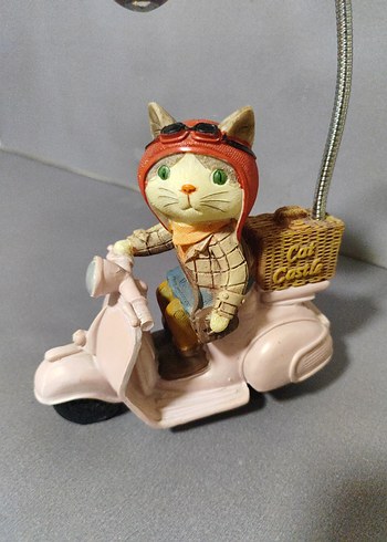 Bej Kedi Motifli Scooter Masa Lambası - Görsel 2