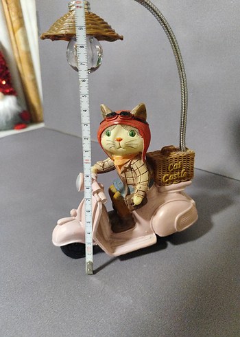 Bej Kedi Motifli Scooter Masa Lambası - Görsel 6