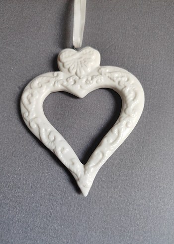 Dantel Detaylı Beyaz Kalp biblo - Görsel 2