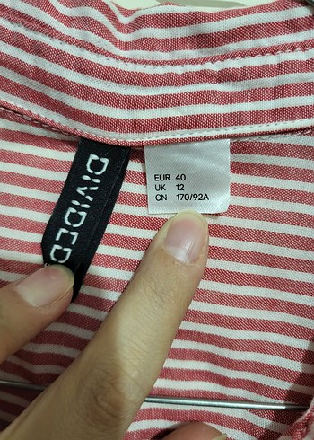 H&M Kırmızı Çizgili H&M Gomlek