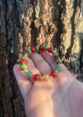 Renkli Boncuklu Bohem Kadın Bileklik Sitrin Aventurin Akik - Görsel 4