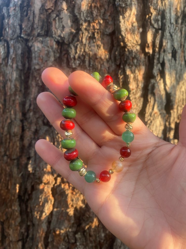 Renkli Boncuklu Bohem Kadın Bileklik Sitrin Aventurin Akik - Görsel 5