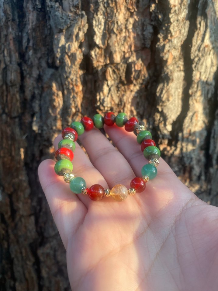Renkli Boncuklu Bohem Kadın Bileklik Sitrin Aventurin Akik - Görsel 4