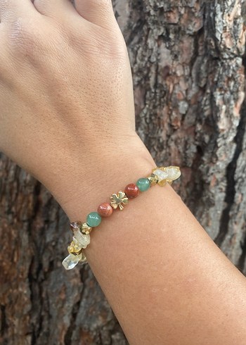 Yılbaşı Hediye Bileklikler Doğal Taş Sitrin Jasper Aventurin - Görsel 5