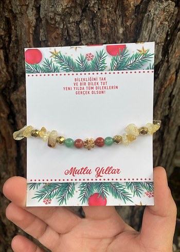 Yılbaşı Hediye Bileklikler Doğal Taş Sitrin Jasper Aventurin - Görsel 6