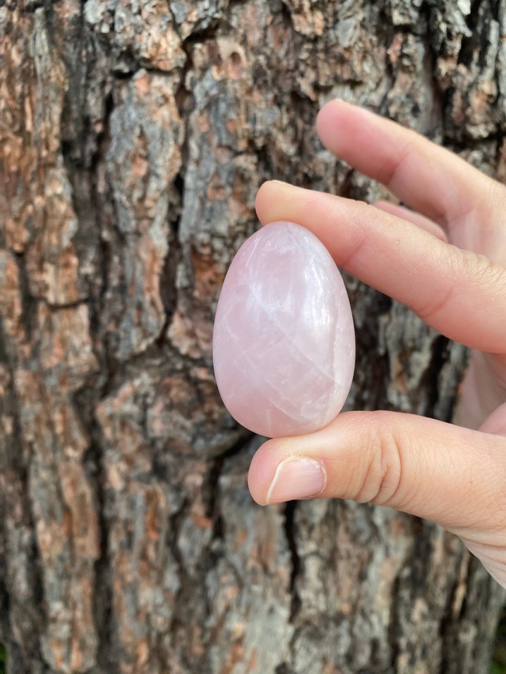 Pastel Pembe Kuvars Dekoratif Doğal Taş Yumurta - Görsel 3