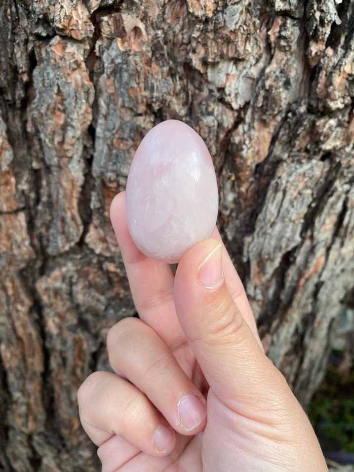 Pastel Pembe Kuvars Dekoratif Doğal Taş Yumurta - Görsel 2