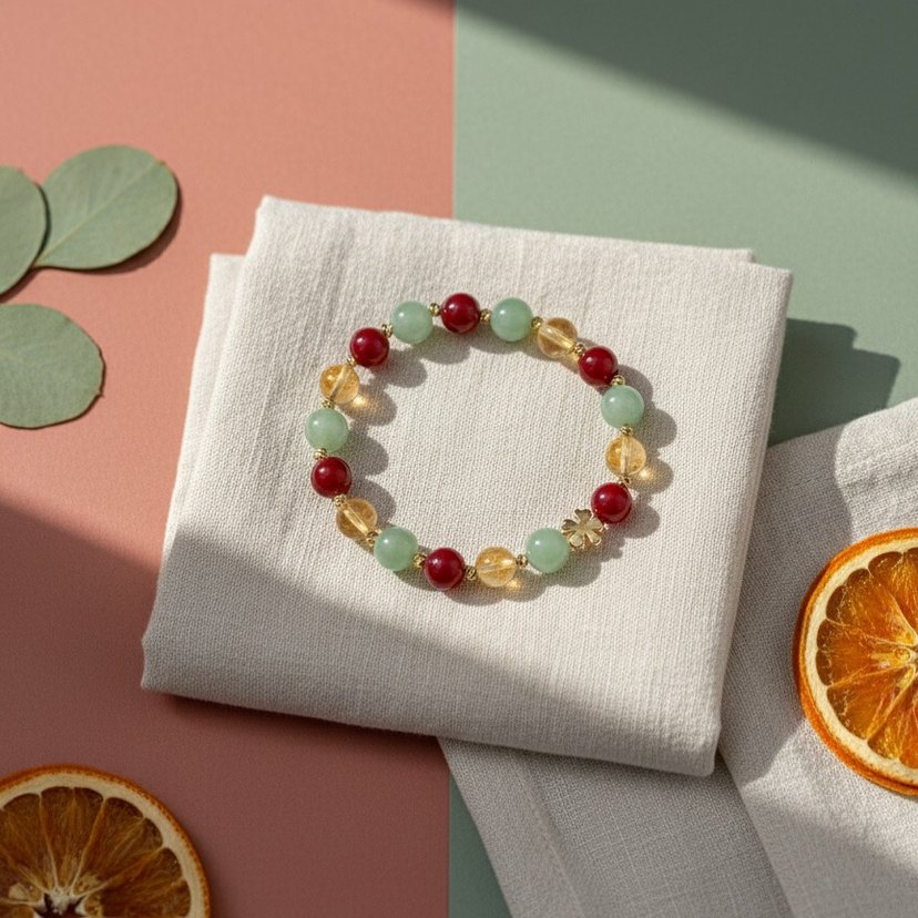 Renkli Bohem Bileklik Sitrin Aventurin Akik Yılbaşı Bileklik - Görsel 2