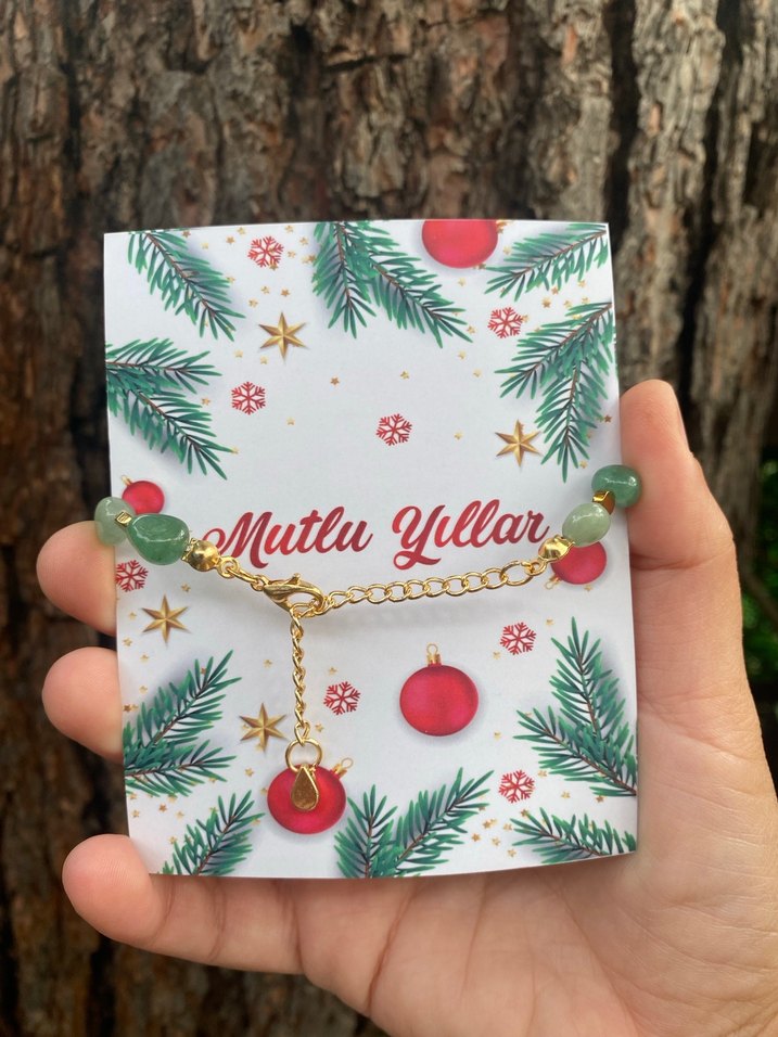 Aventurin Doğal Taş Bileklik Yılbaşı Hediye Şans Taşı - Görsel 3