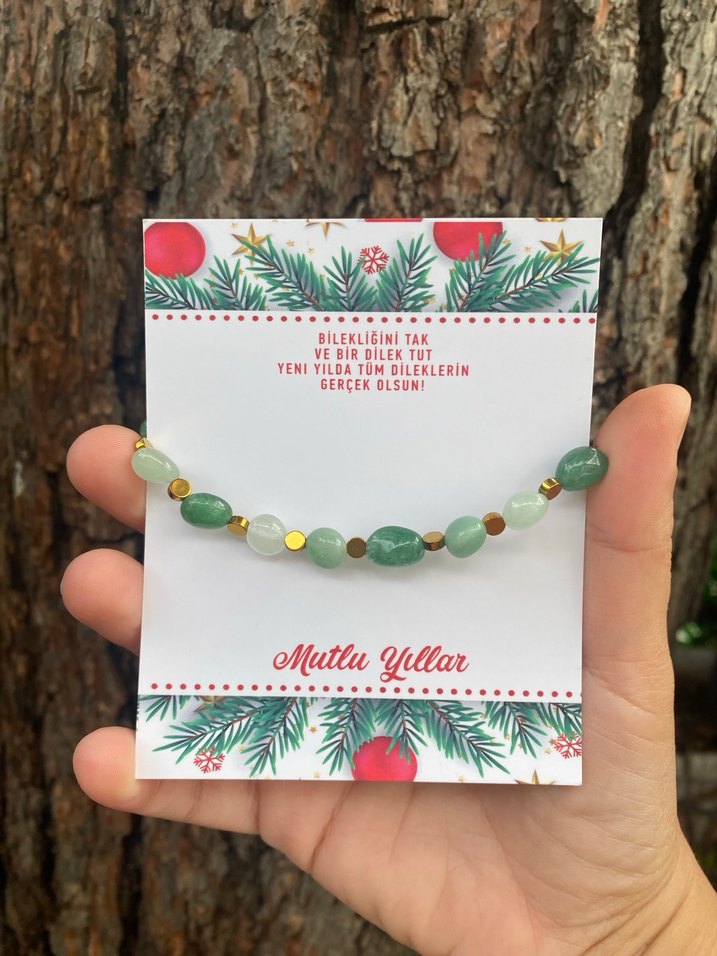 Aventurin Doğal Taş Bileklik Yılbaşı Hediye Şans Taşı - Görsel 2