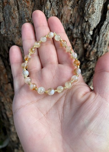 6 mm Minimal Sitrin Boncuklu Kadın Bileklik - Görsel 5