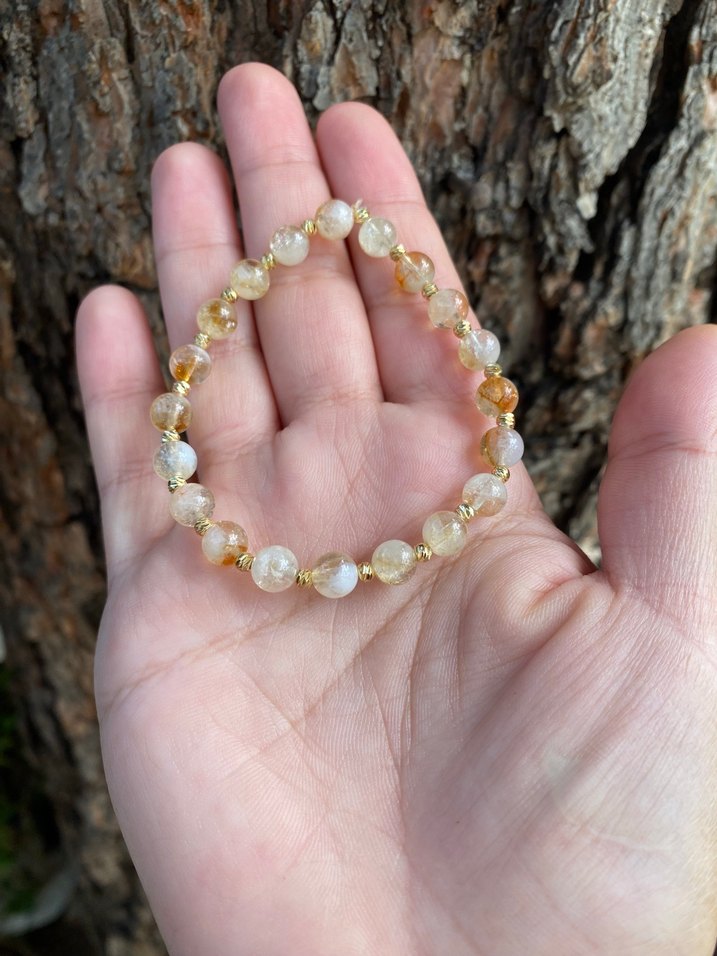 6 mm Minimal Sitrin Boncuklu Kadın Bileklik - Görsel 5