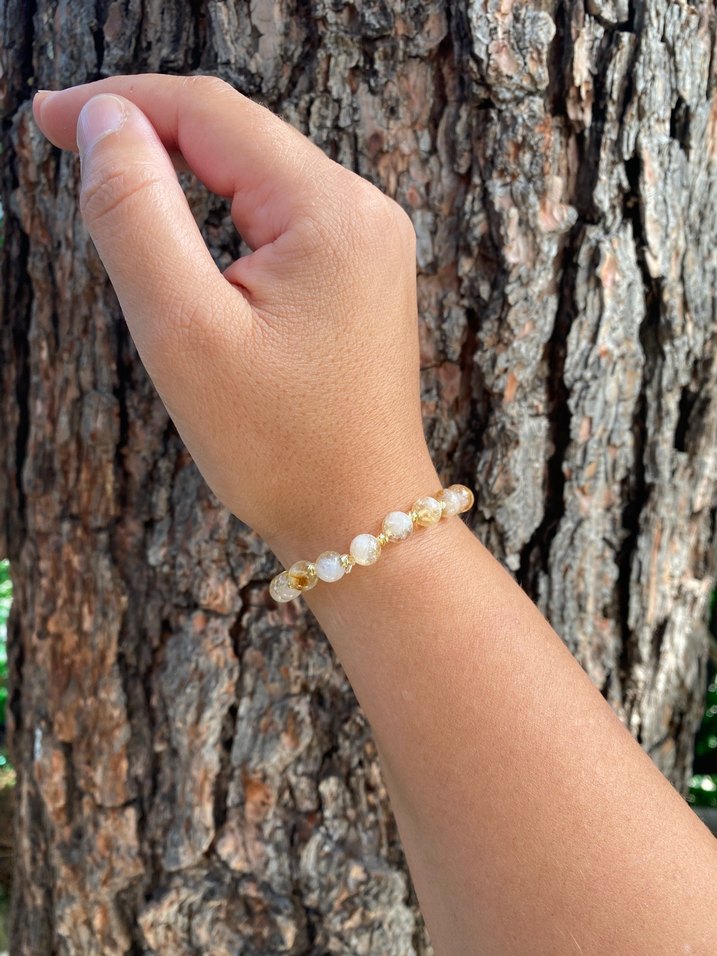 6 mm Minimal Sitrin Boncuklu Kadın Bileklik - Görsel 4