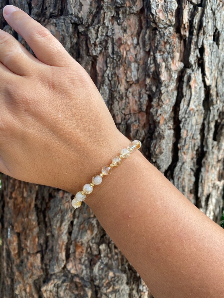 6 mm Minimal Sitrin Boncuklu Kadın Bileklik - Görsel 3