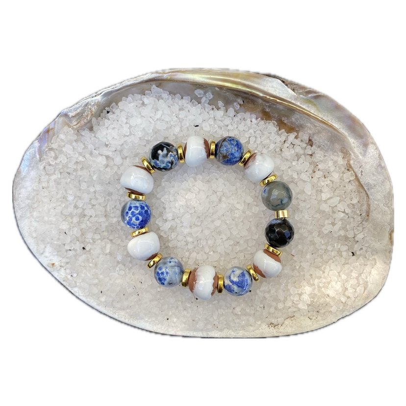 Renkli Akik Boncuklu Bohem Bileklik Doğal Taş - Görsel 2