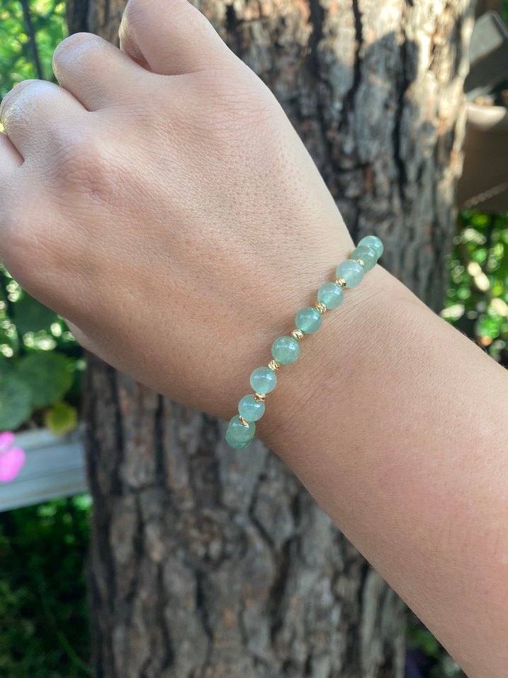 Aventurin Minimal Kadın Bileklik Doğal Taş Takı - Görsel 3