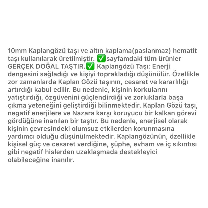 Kaplangözü 10mm Doğal Taş Bileklik Orijinal - Görsel 3