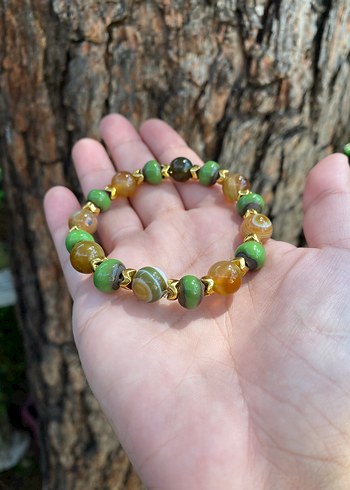 Kamuflaj Akik Desenli Kadın Doğal Taş Bileklik - Görsel 3