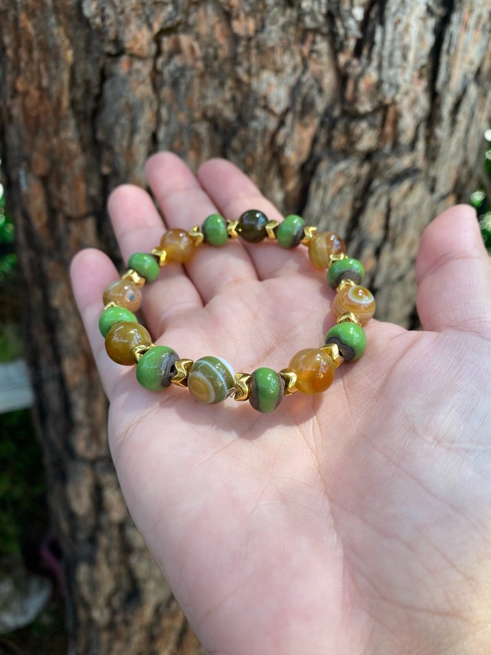 Kamuflaj Akik Desenli Kadın Doğal Taş Bileklik - Görsel 3