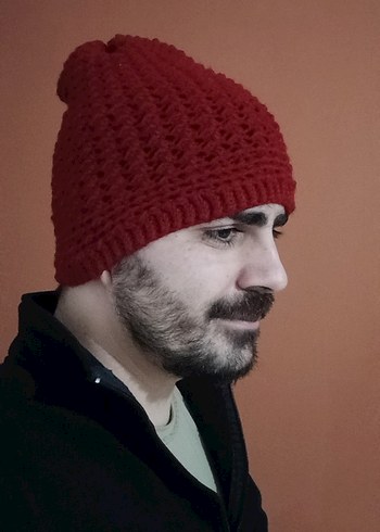 Bordo Örgü Kadın, Erkek Bere - Görsel 5