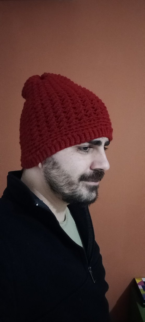 Bordo Örgü Kadın, Erkek Bere - Görsel 5